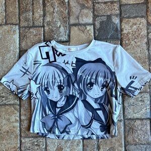 ROMWE Black and White Anime Graphic girls cropped top
